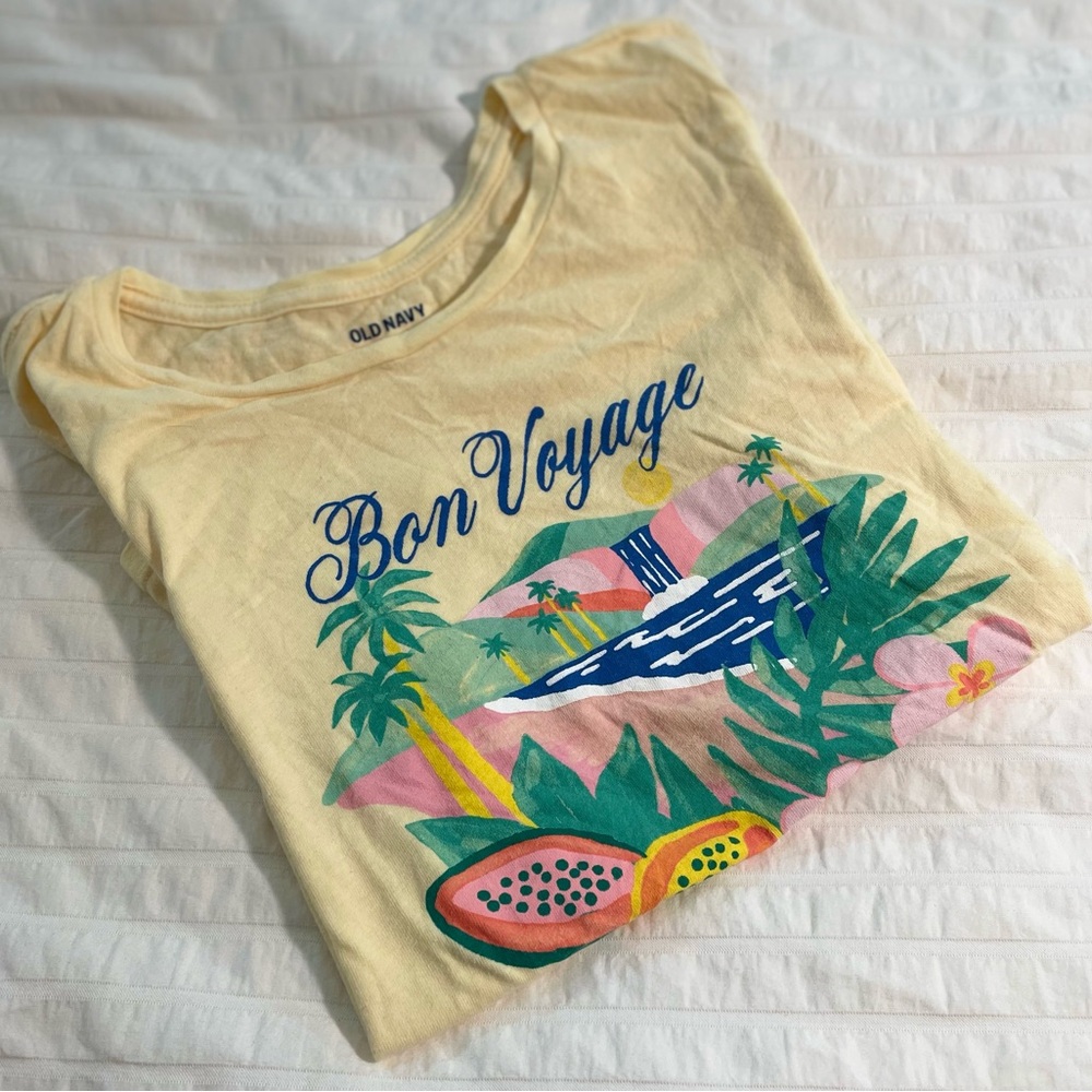 Girl’s “Bon Voyage” Old Navy Yellow Tee